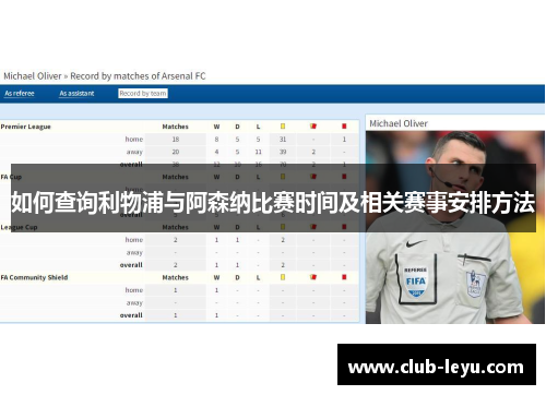 如何查询利物浦与阿森纳比赛时间及相关赛事安排方法 如何查询利物浦与阿森纳比赛时间及相关赛事安排方法